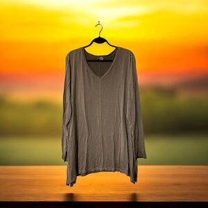 Style & Co. Army Green V-Neck Long-Sleeve T-Shirt